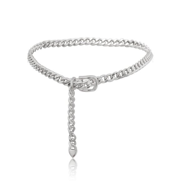 Silver Shiny Silver Ling Chain Belt with Buckle - Picture 5 of 7